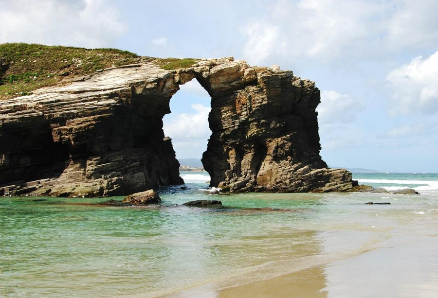 The sea arch at Praia das Catedrais on the Galician coast